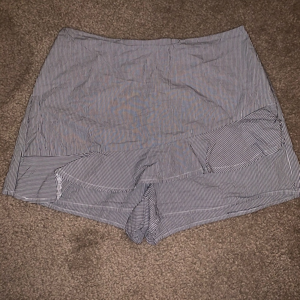 Striped Cotton Ruffle Shorts